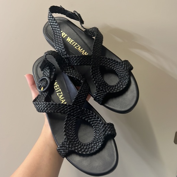 Stuart Weitzman Black Leather Sandals - Picture 2 of 3